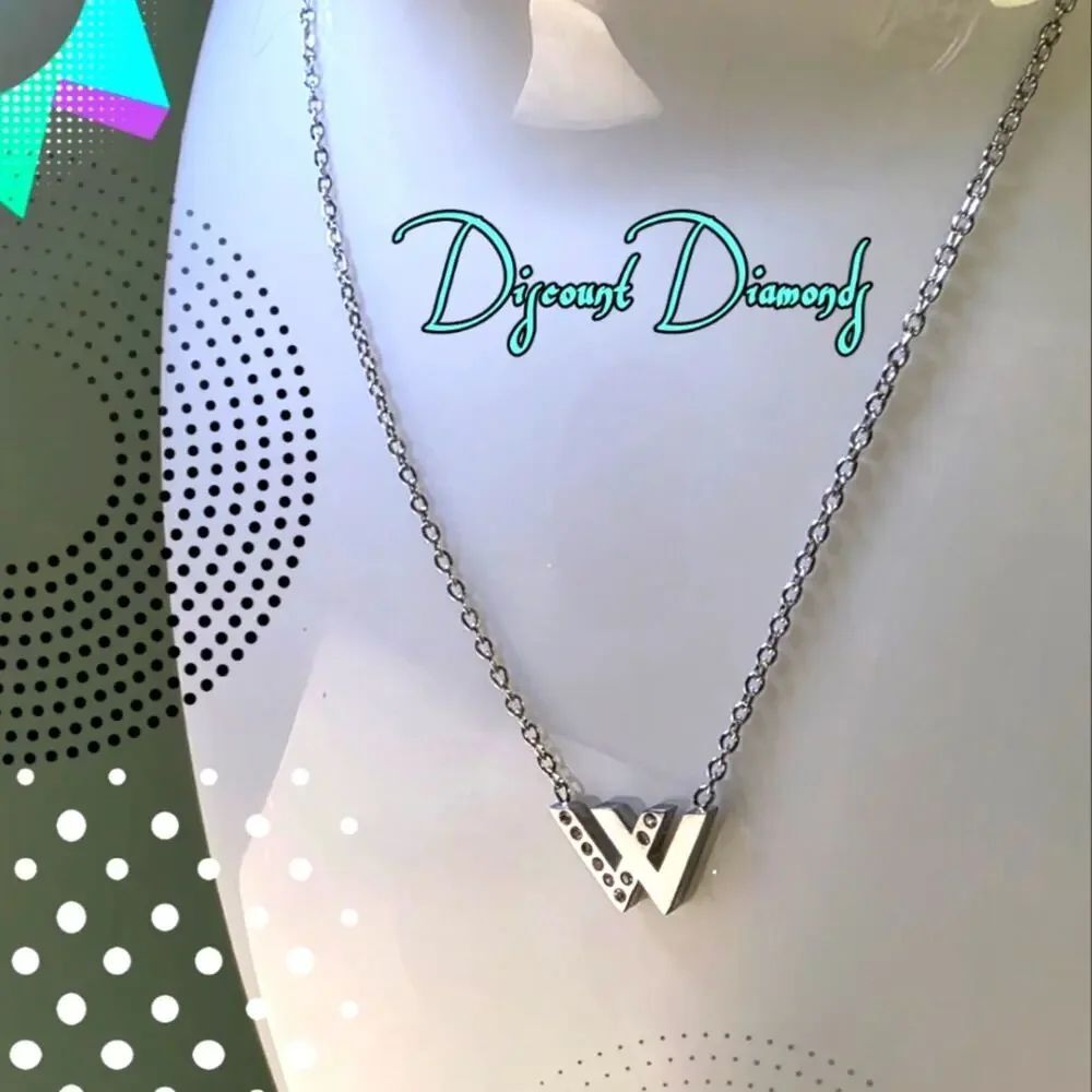 Double "V" 18K White Gold Choker Necklace with White Baguette Diamonds